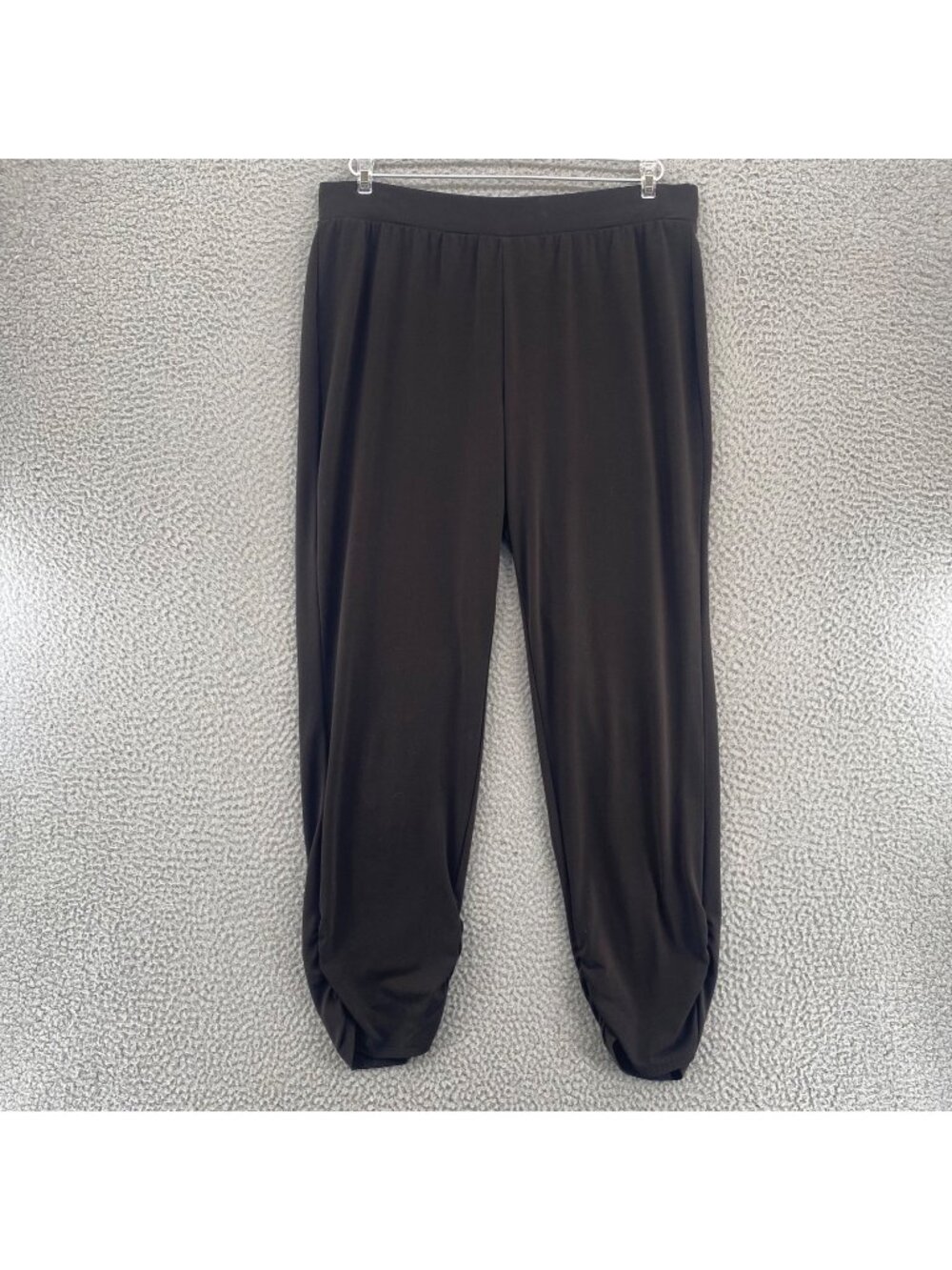 Chicos Pants Womens 1 US 8 Knit Kit Brown Ruched Ankle Slinky Stretch High Rise*